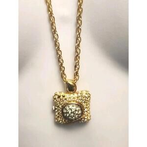 Vintage Xanadu Pave Gold Tone Watch  Pendant N Chain With Swarovski Crystal's
